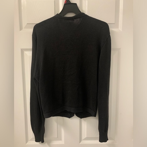 Vintage Robin Sickler Black Cardigan w/ Pearl Like Collar SZ Medium - Picture 2 of 4